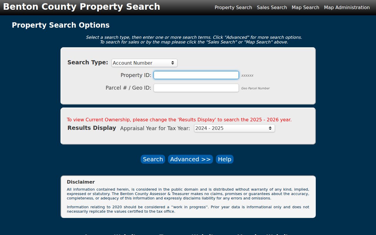 Benton County people search using the Assessor PropertyAccess address portal