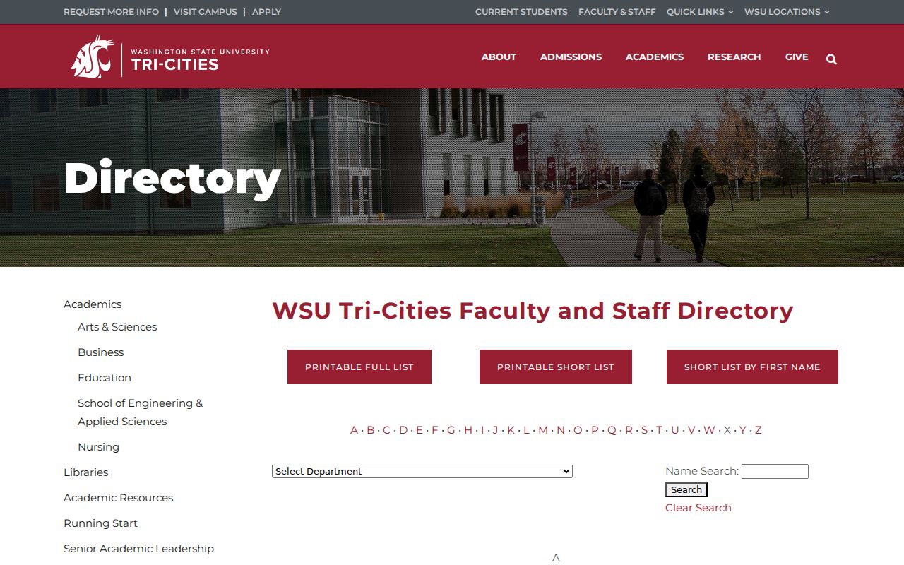 Benton County people directories for WSU Tri-Cities faculty and staff