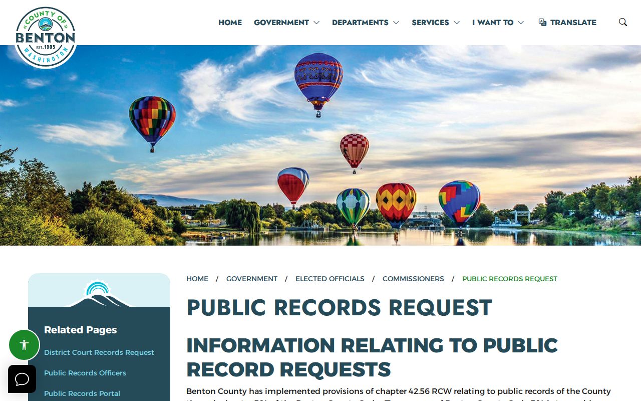 Benton County public records request portal and routing