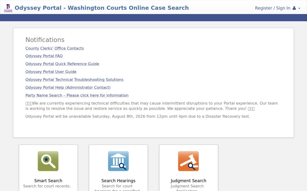 Benton County public records Odyssey court search access