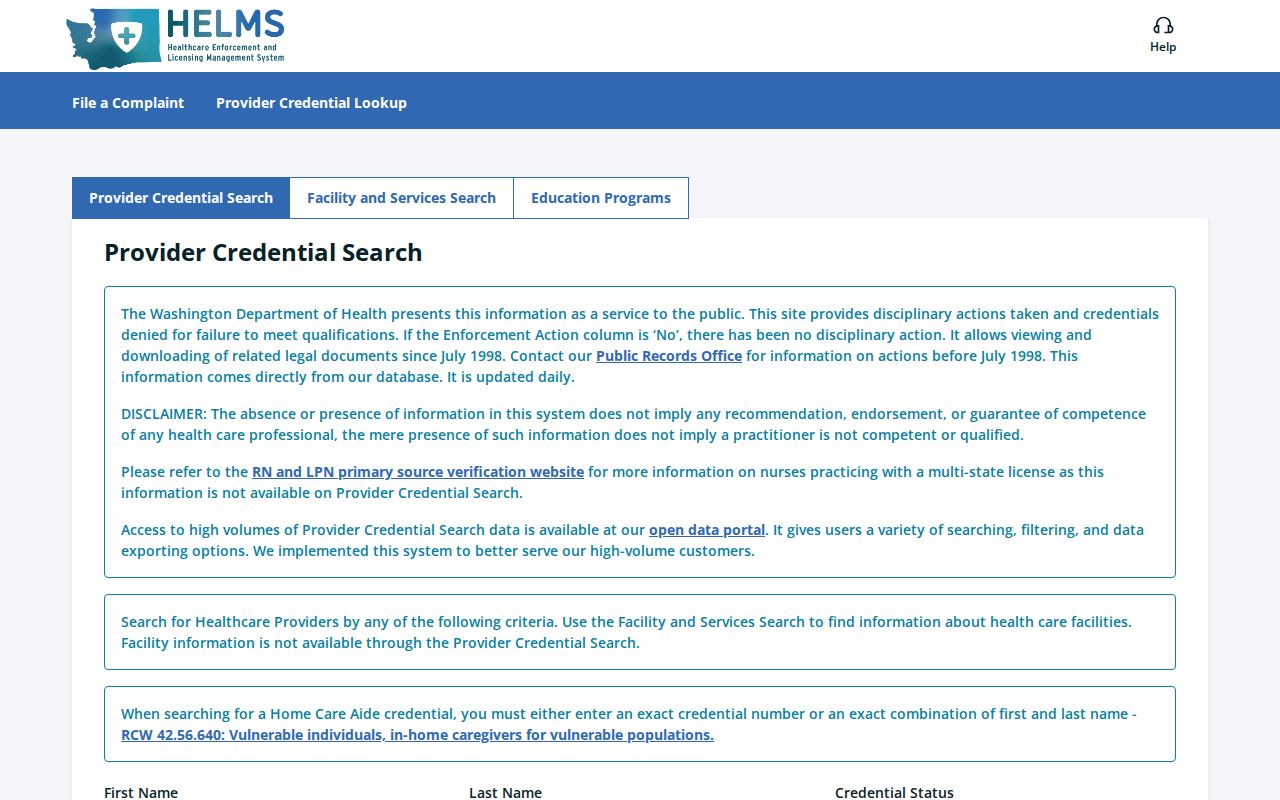 Benton County public records provider credential search